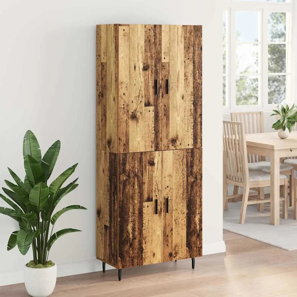 vidaXL Highboard 2 pcs Παλιό Ξύλο Σύνθετο Ξύλο και Γυαλί