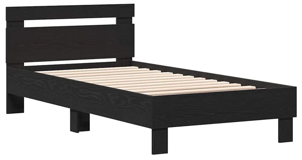 vidaXL Πλαίσιο Κρεβατιού Μαύρη δρυς 90 x 190 cm Επεξεργασμένο ξύλο