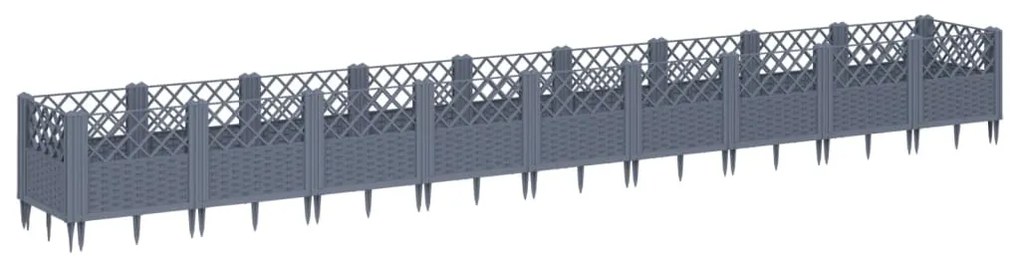 vidaXL Ζαρντινιέρα με Πασσάλους Μπλε Γκρι 363,5x43,5x43,5εκ. Πολυπροπυλένιο