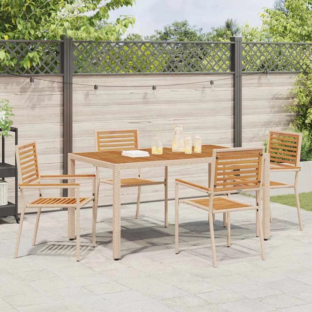 vidaXL Καρέκλες κήπου που σωριάζονται 4 pcs Καφέ, Μπεζ