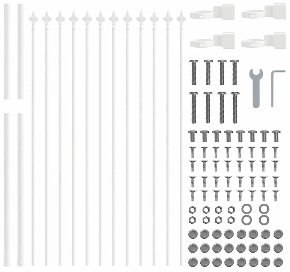 vidaXL Φράχτης Κήπου 2 pcs Λευκό 3,4 x 1 μ Ατσάλι με Πούδρα
