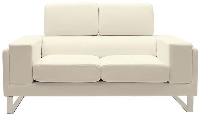 Καναπές Shea pakoworld 2θέσιος PU ivory-inox 158x80x87εκ