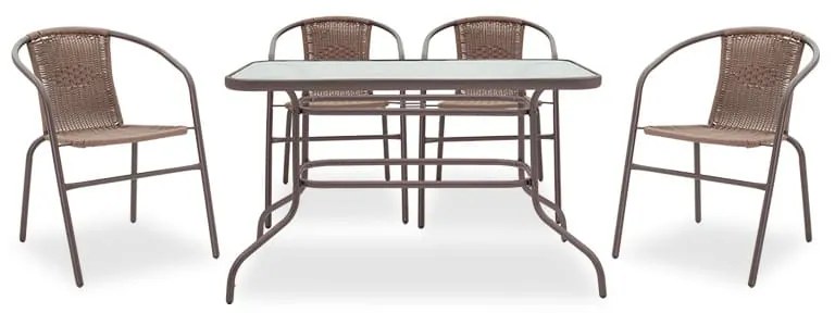 Τραπεζαρία Ensure-Obbi σετ 7τεμ pakoworld μέταλλο-pe καφέ