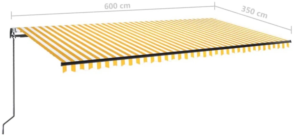 Τέντα Συρόμενη Αυτόματη Κίτρινο / Λευκό 600x350 εκ. - Κίτρινο