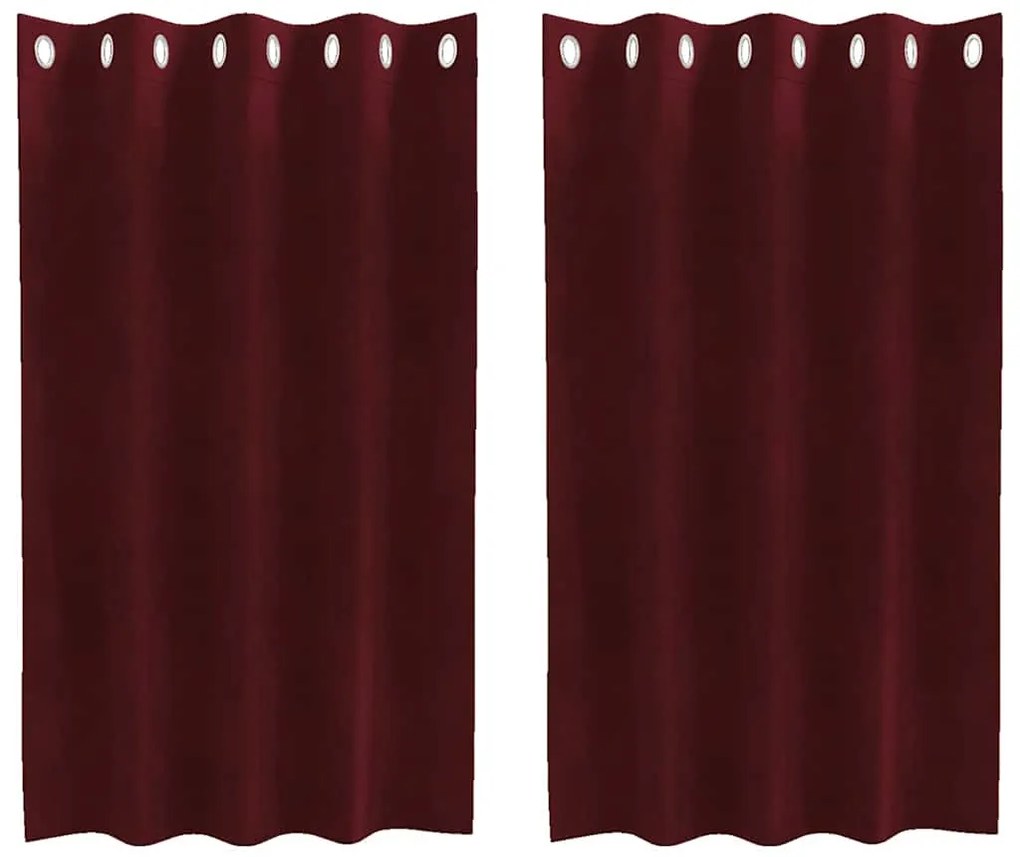 vidaXL Κουρτίνες με κουρτίνες 2 pcs Μπορντό 140 x 140 cm Βελούδο