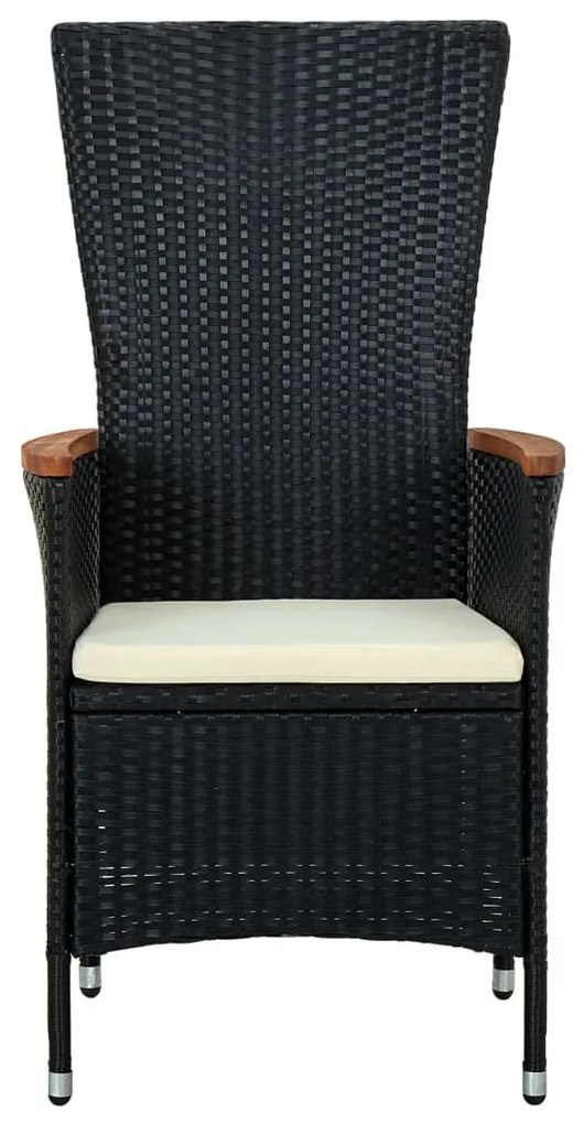 vidaXL Σετ Τραπεζαρίας Κήπου 7 Τεμαχίων Μαύρο με Μαξιλάρια