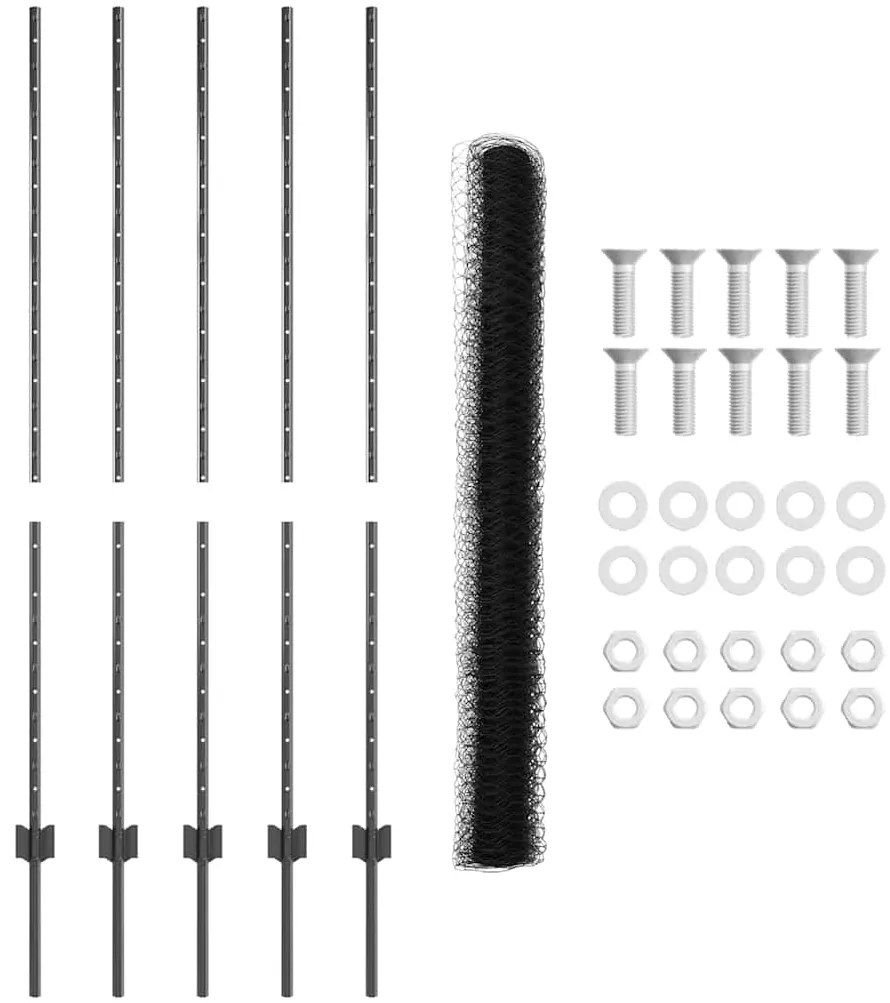 vidaXL Τεντώτο με στήριγμα Γκρι 1,4 x 10 m Χάλυβας και PVC