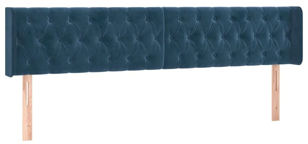 vidaXL Κρεβάτι Boxspring με Στρώμα Σκούρο Μπλε 200x200 εκ. Βελούδινο