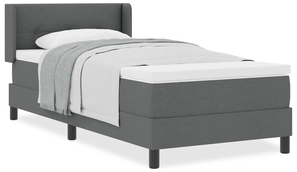 vidaXL Κρεβάτι Box Spring με στρώμα σε σκούρο γκρι, 100 x 200 εκ, ύφασμα