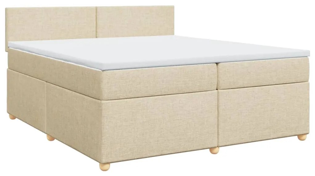 vidaXL Κρεβάτι Boxspring με Στρώμα Κρεμ 200x200 εκ. Υφασμάτινο