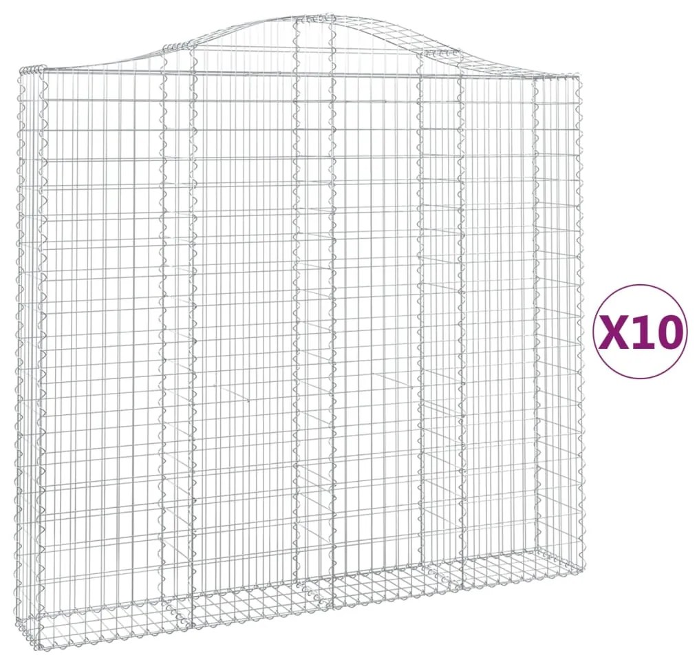 vidaXL Συρματοκιβώτια Τοξωτά 10 τεμ. 200x30x180/200 εκ. Γαλβαν. Ατσάλι