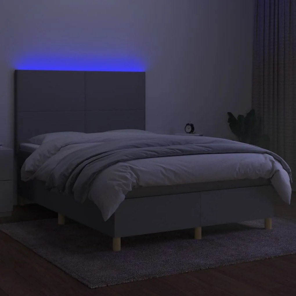 ΚΡΕΒΑΤΙ BOXSPRING ΜΕ ΣΤΡΩΜΑ &amp; LED ΑΝ.ΓΚΡΙ 140X200ΕΚ. ΥΦΑΣΜΑΤΙΝΟ 3135277