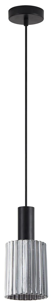 SE21-BL-4-GL1 ADEPT TUBE Black Pendant Smoked Glass+