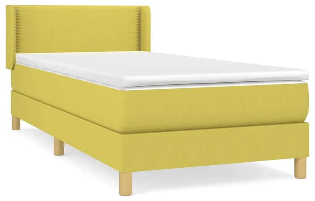 Κρεβάτι Boxspring με Στρώμα Πράσινο 100 x 200 εκ. Υφασμάτινο - Πράσινο