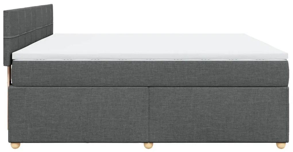 vidaXL Κρεβάτι Boxspring με Στρώμα Σκούρο Γκρι 180x200 εκ Υφασμάτιν