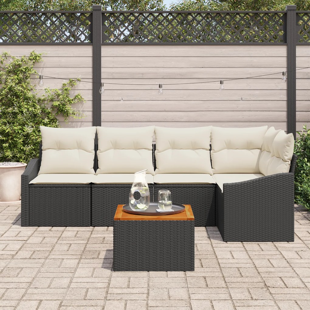 vidaXL Σετ Καναπέ Κήπου 6 pcs Μαύρος, λευκός 55 x 55 x 37 εκ