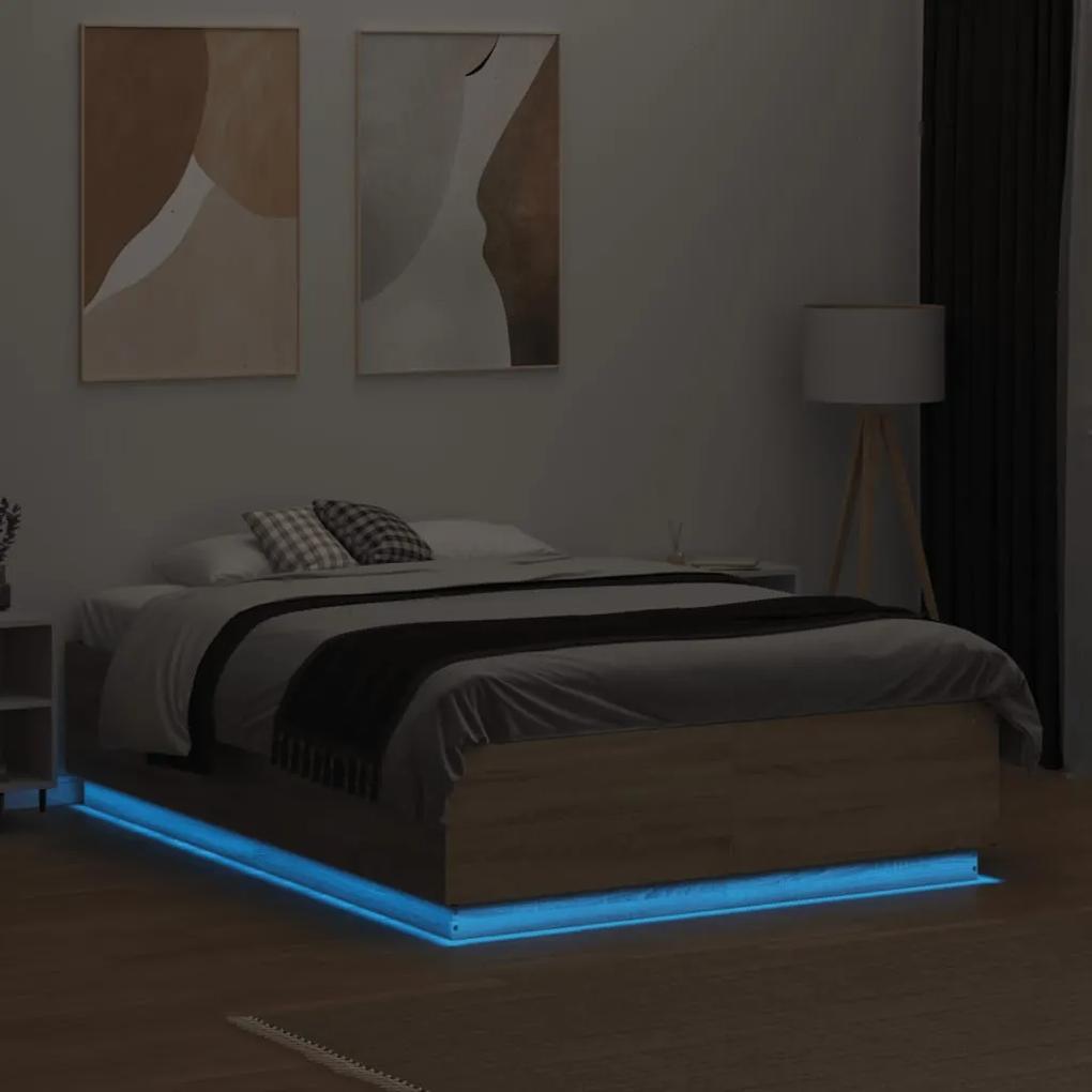 vidaXL Πλαίσιο Κρεβατιού με LED Sonoma Δρυς 120x190εκ. Επεξ. Ξύλο