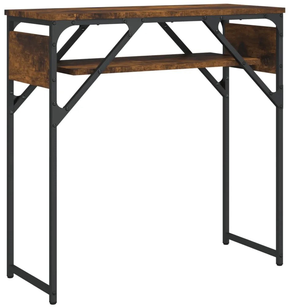 vidaXL Τραπέζι Κονσόλα με Ράφι Καπνιστή Δρυς 75x30x75 εκ. Επεξ. Ξύλο