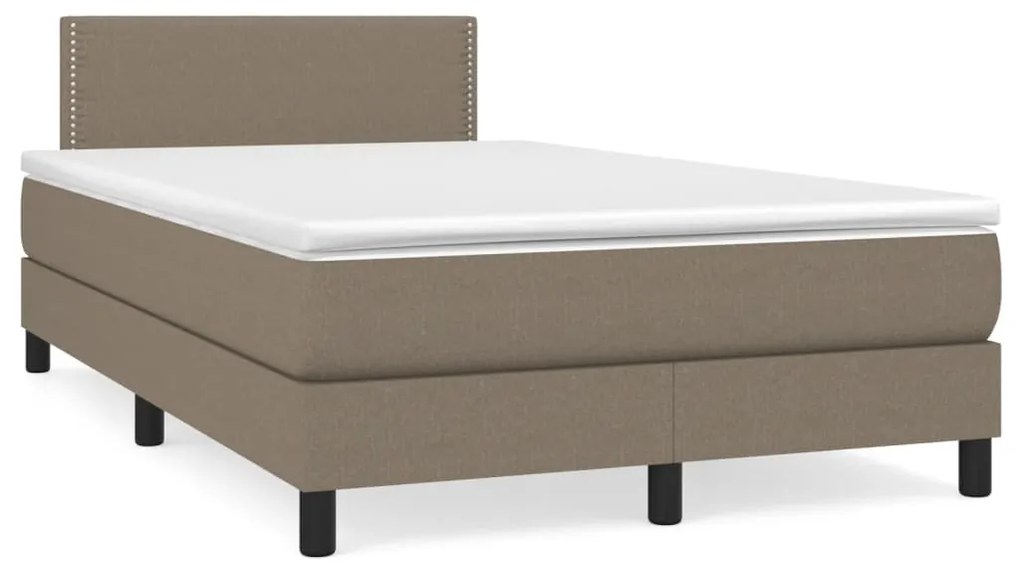 vidaXL Κρεβάτι Boxspring με Στρώμα &amp; LED Taupe 120x190 εκ. Υφασμάτινο