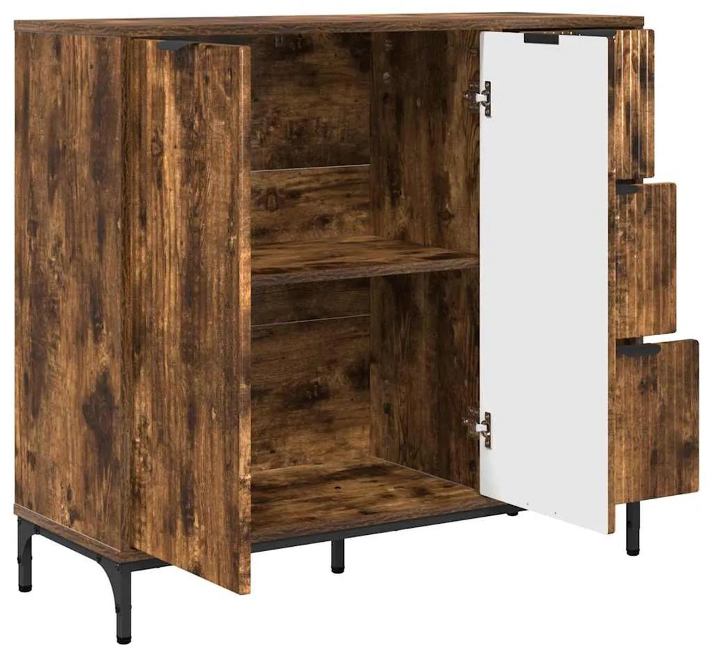 vidaXL Πλαϊνό γραφείο με συρτάρι Καπνιστό Δρύς 89,5 x 33 x 82 εκ.