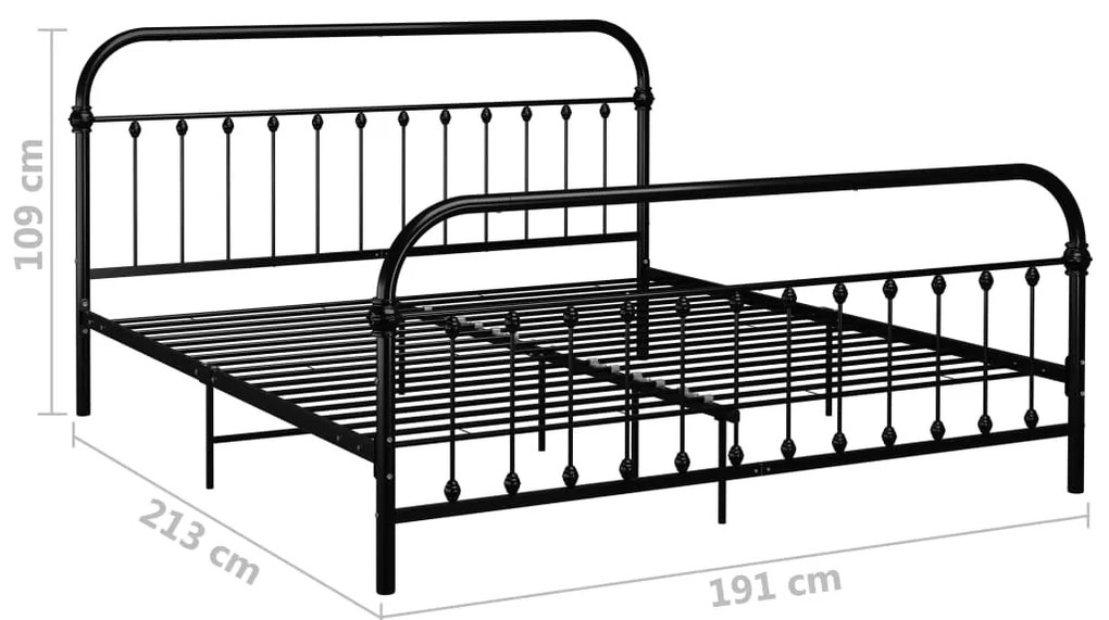 vidaXL Πλαίσιο Κρεβατιού Μαύρο 180 x 200 εκ. Μεταλλικό