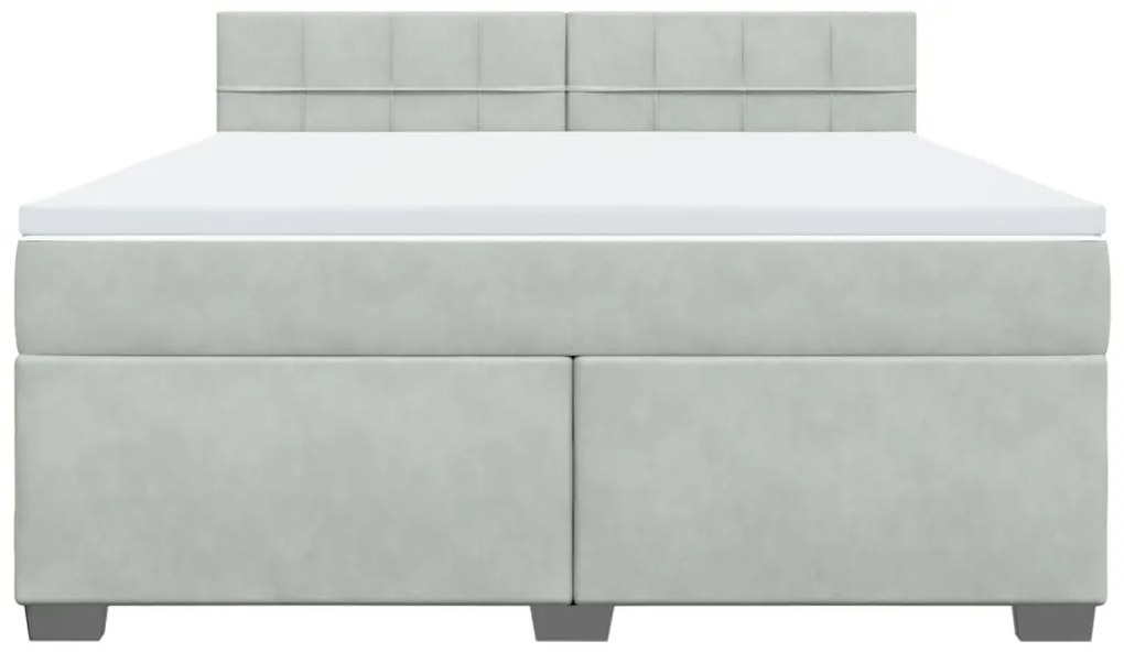 vidaXL Κρεβάτι Boxspring με Στρώμα Ανοιχτό Γκρι 180x200 εκ. Βελούδινο