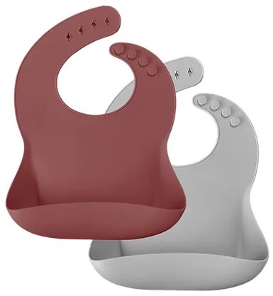 MinikOiOi Σαλιάρα Σιλικόνης σετ 2τμχ rose/ grey