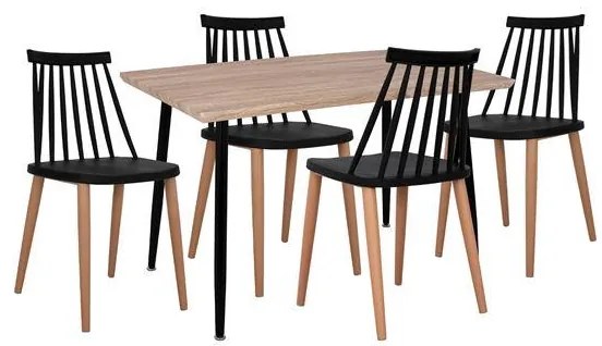 Σετ τραπεζαρίας C11024.02 5τμχ. με Τραπέζι Sonama 120x70x76.5εκ. &amp; Καρέκλες Vanessa Μαύρες