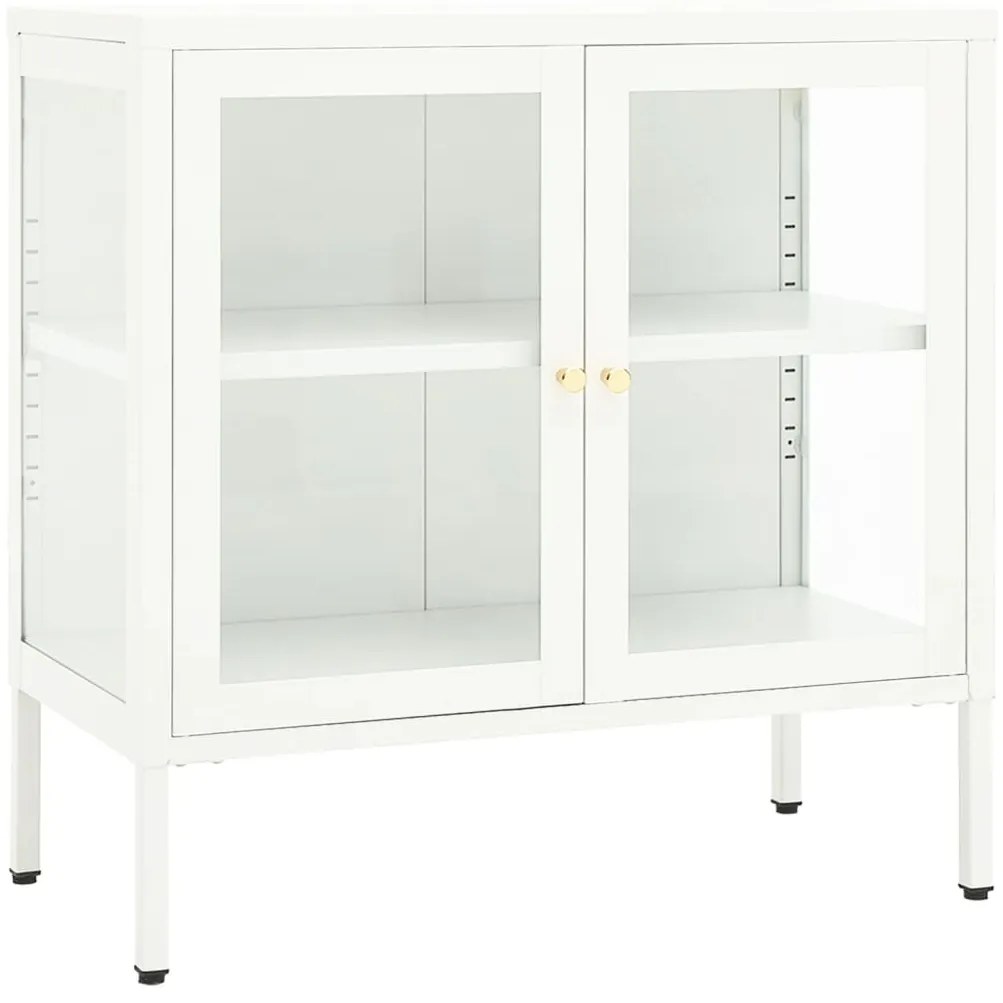 vidaXL Μπουφές Λευκός 70 x 35 x 70 εκ. από Ατσάλι και Γυαλί