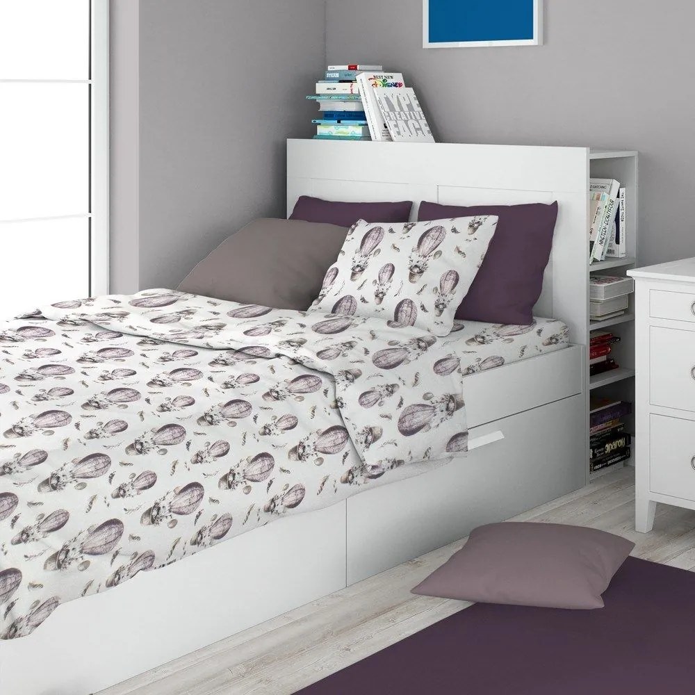 Σεντόνια Παιδικά Hot Air Balloon 78 (Σετ 3τμχ) Lilac DimCol Μονό 160x240cm 100% Cotton Flannel