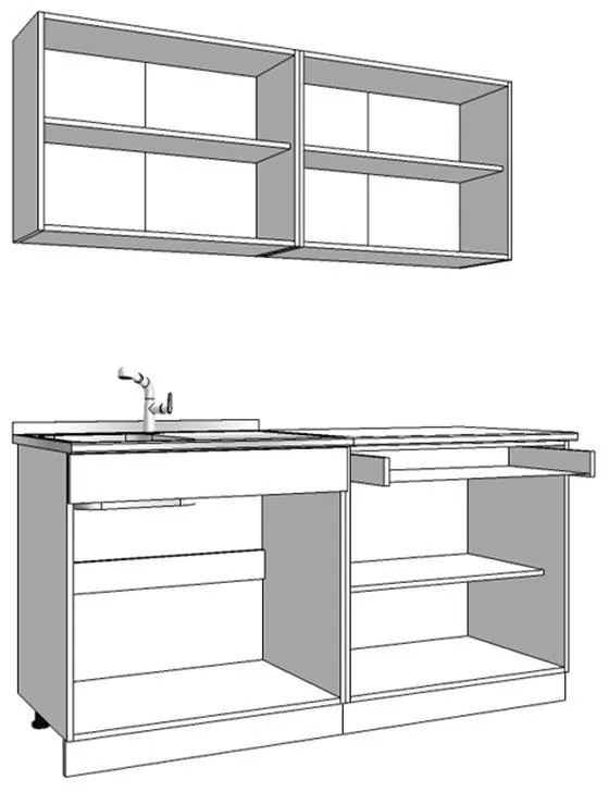 Σύνθεση Κουζίνα Dalila 160 Γκρί Δρύς - Γκρί 160x51,5x206,5 εκ. 160x51.5x206.5 εκ.