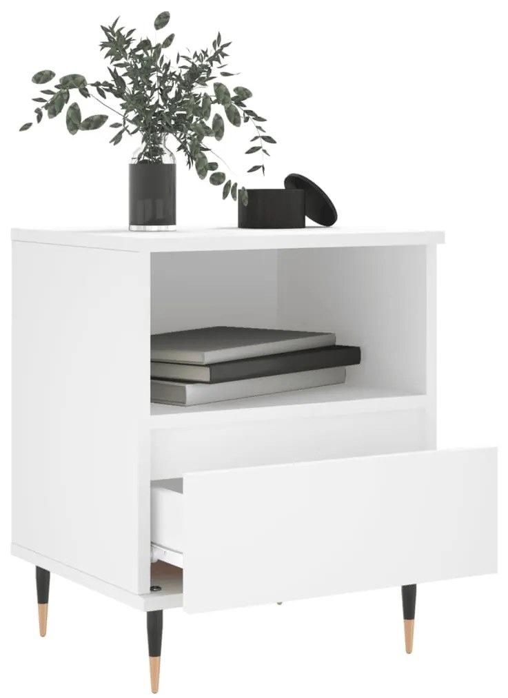 vidaXL Κομοδίνο Λευκό 40 x 35 x 50 εκ. από Επεξεργασμένο Ξύλο