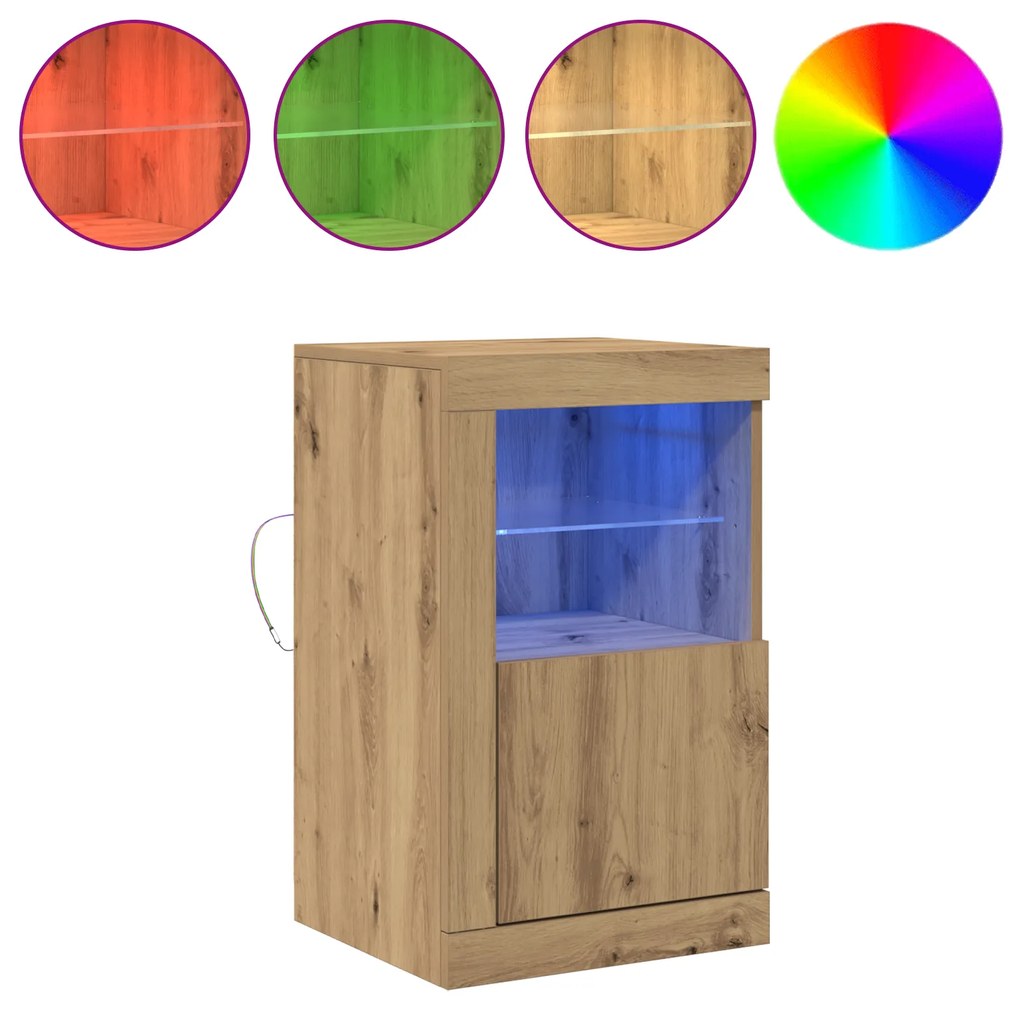vidaXL Τραπέζι με LED φώτα Artisan Oak 41x37x67 εκ.