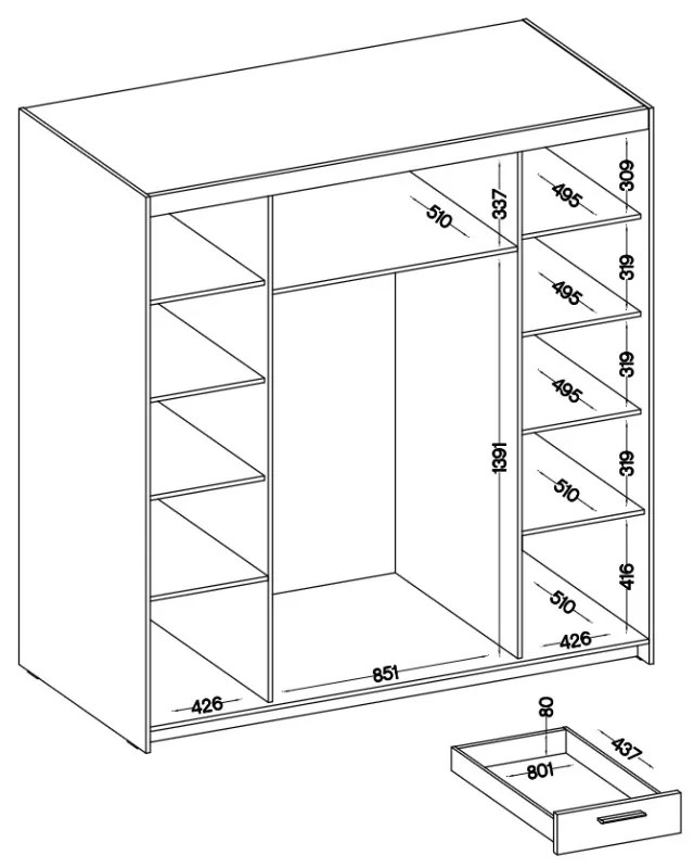 Ντουλάπα Ester 4D6S τετράφυλλη-Leuko