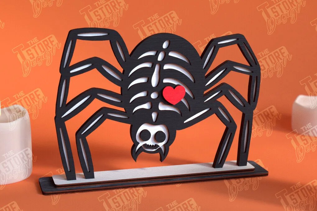 Σετ των 2 Intra απο ξύλο plywood 3mm-4mm πάχος – Skeleton Bear Spider Sitter | Αρχείο CNC Δίασταση  20x20 cm INTRAFABR-102240244