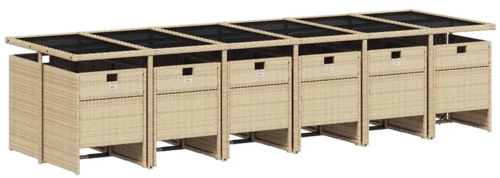 vidaXL Σετ Τραπεζαρίας Κήπου 13τεμ Μικτό Μπεζ Συνθ. Ρατάν με Μαξιλάρια