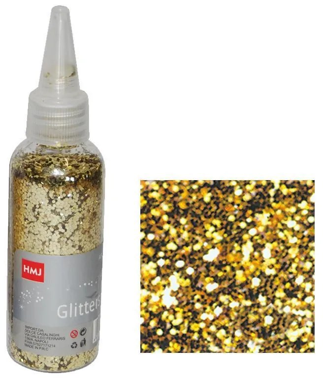 Glitter νιφάδες 1/24&#039;&#039; σε μπουκάλι χρυσό 30γρ.  τμχ.