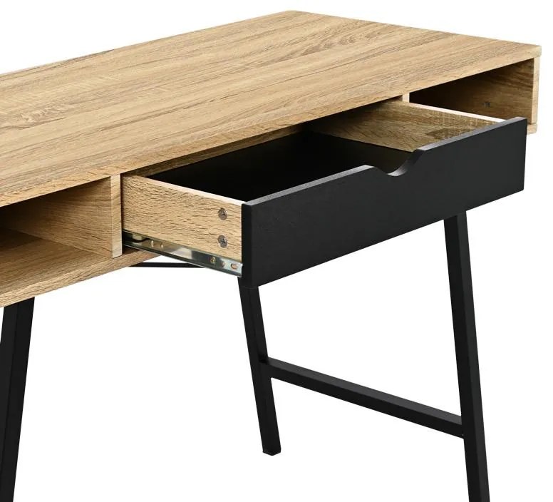 Γραφείο Yamin σε Oak με Μαύρο Μεταλλικό Πόδι 120x48x76 εκ. 120x48x76 εκ.