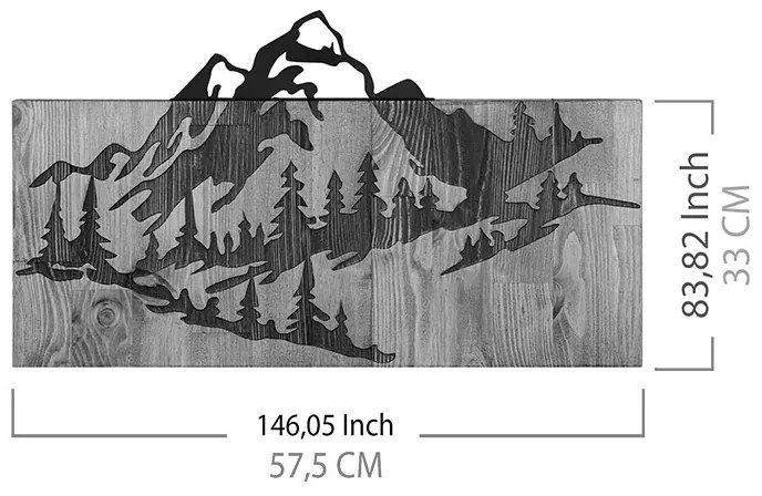 Διακοσμητικό τοίχου Mounten pakoworld ξύλο πεύκου σε φυσική απόχρωση με μαύρο μέταλλο 57.5x3x33εκ