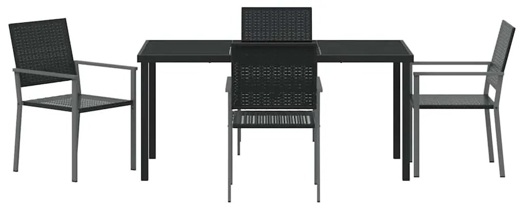 vidaXL Σέτ φαγητού για κήπο 5 pcs Μαύρο Ράτα PE