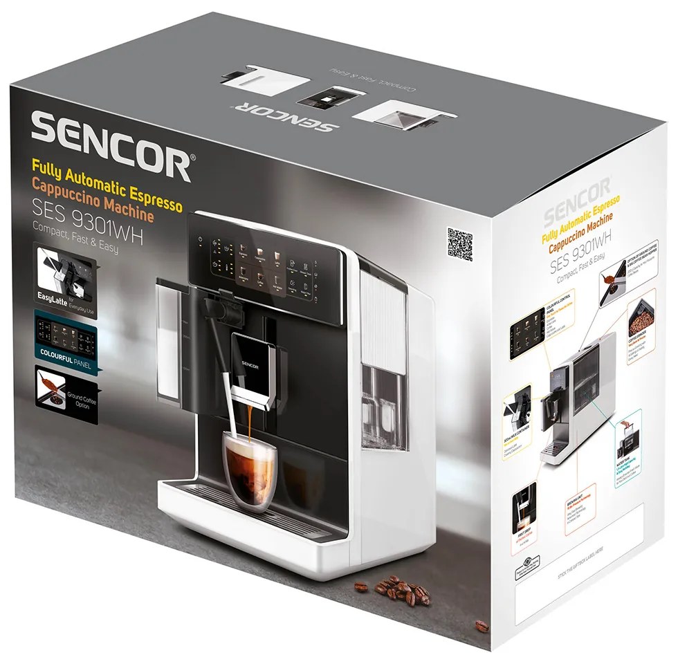 Μηχανή Espresso Sencor SES 9301WH 19Bar με LED Πάνελ Λειτουργίας Λευκή