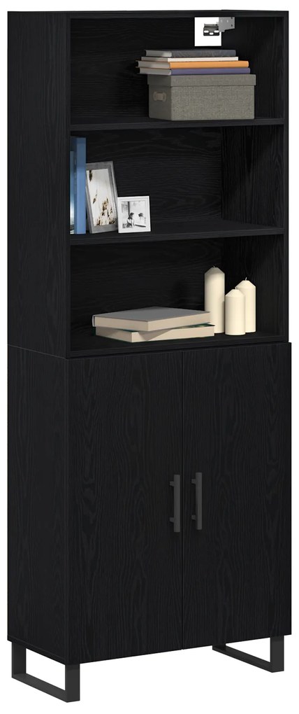 vidaXL Υψηλός Πάγκος Μαύρης Βελανιδιάς 69.5x34x180 εκ. Μηχανικά ξύλα