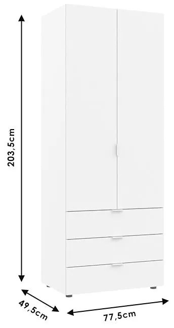 Ντουλάπα ρούχων Lila δίφυλλη sonoma 77.5x49.5x203.5εκ 77.5x49.5x203.5 εκ.