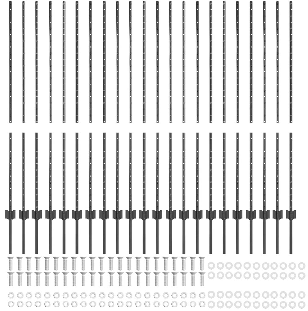 vidaXL Ασημένιοι Πόλοι Φράχτη 44 pcs Γκρι 140 εκ. Μέταλλο