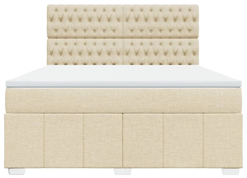 Κρεβάτι Boxspring με Στρώμα Κρεμ 180x200 εκ. Υφασμάτινο - Κρεμ