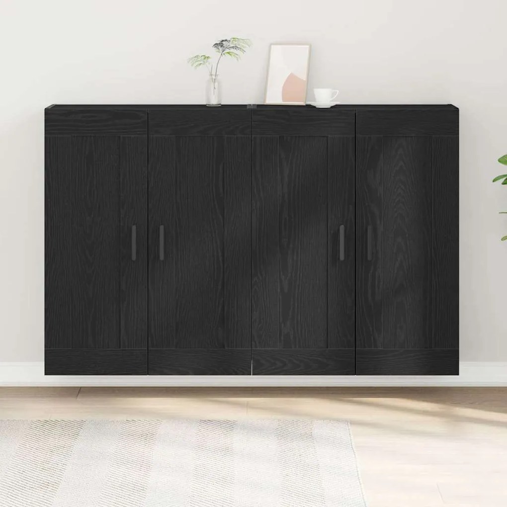 vidaXL Ντουλάπα τοίχου Επιτοίχιο 2 pcs Μαύρη δρυς 160 x 34 x 90 εκ