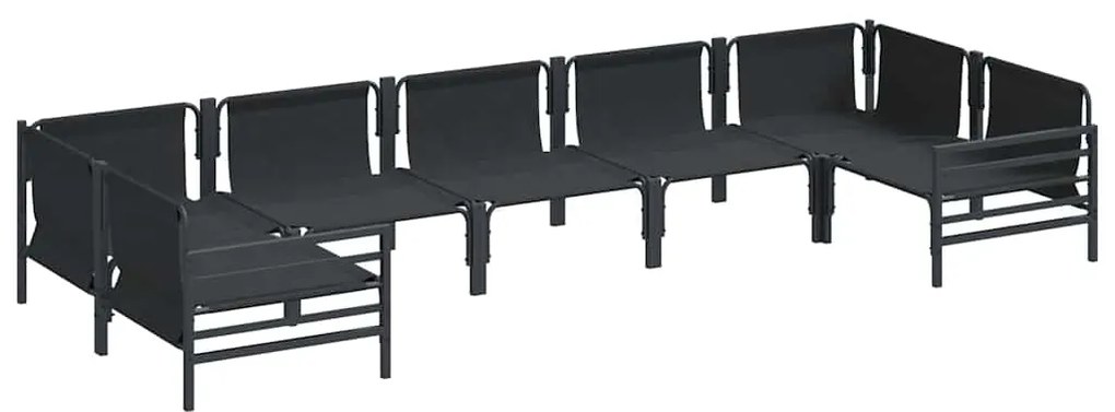 vidaXL Σετ Καναπέ Κήπου με μαξιλάρι 7 pcs Μαύρο Ατσάλι