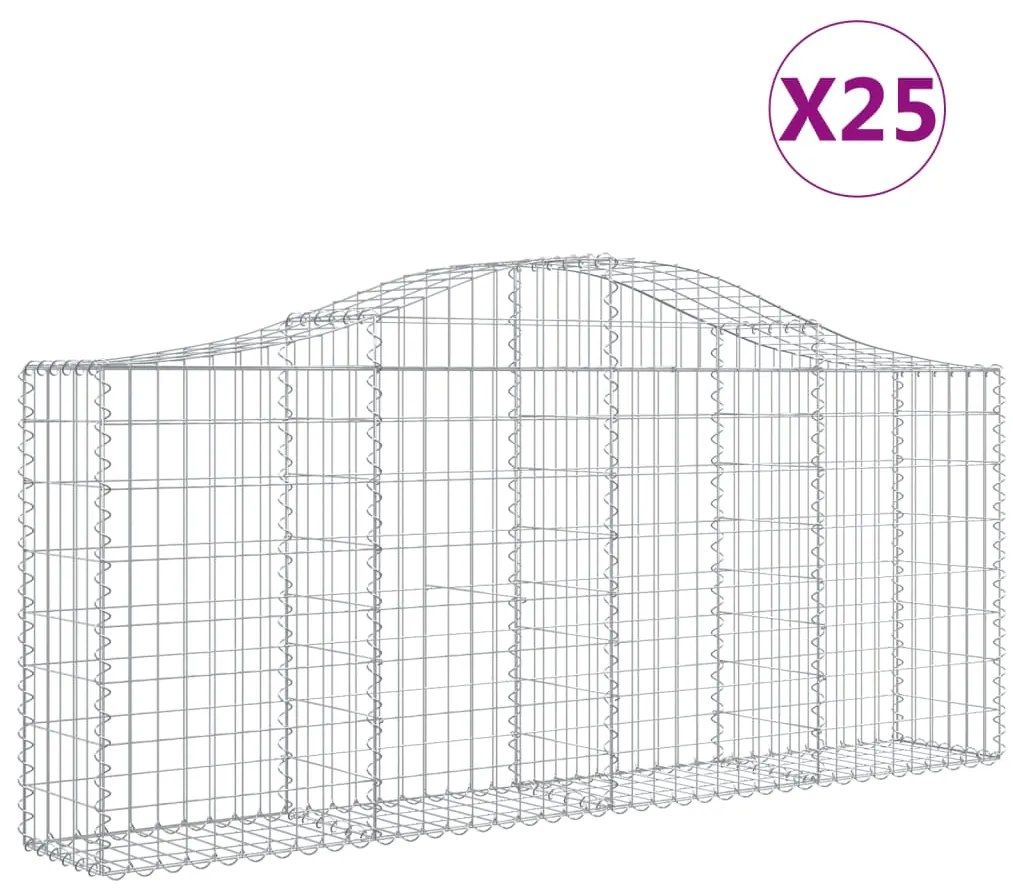 vidaXL Συρματοκιβώτια Τοξωτά 25 τεμ. 200x30x80/100 εκ. Γαλβαν. Ατσάλι