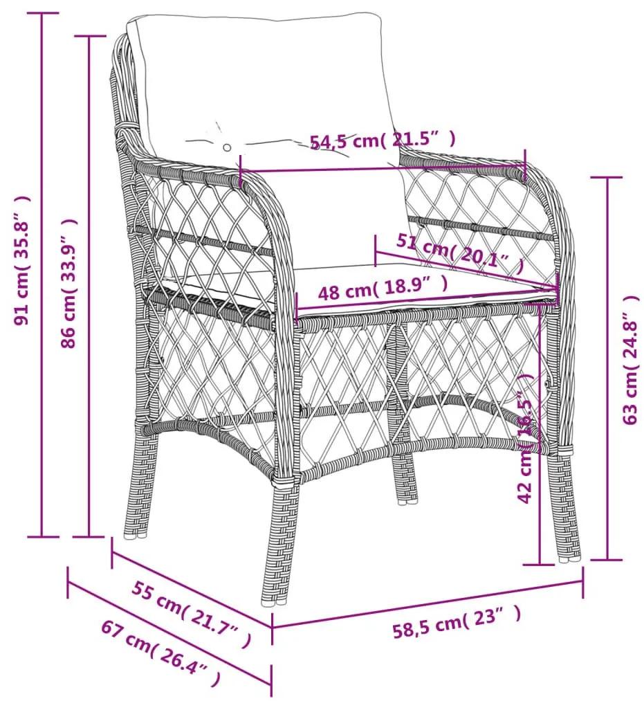 Καρέκλες Κήπου 2 τεμ. Ανοιχτό Γκρι Συνθετικό Ρατάν με Μαξιλάρια - Γκρι