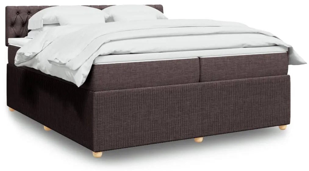 vidaXL Κρεβάτι Boxspring με Στρώμα Σκούρο Καφέ 200x200 εκ. Υφασμάτινο